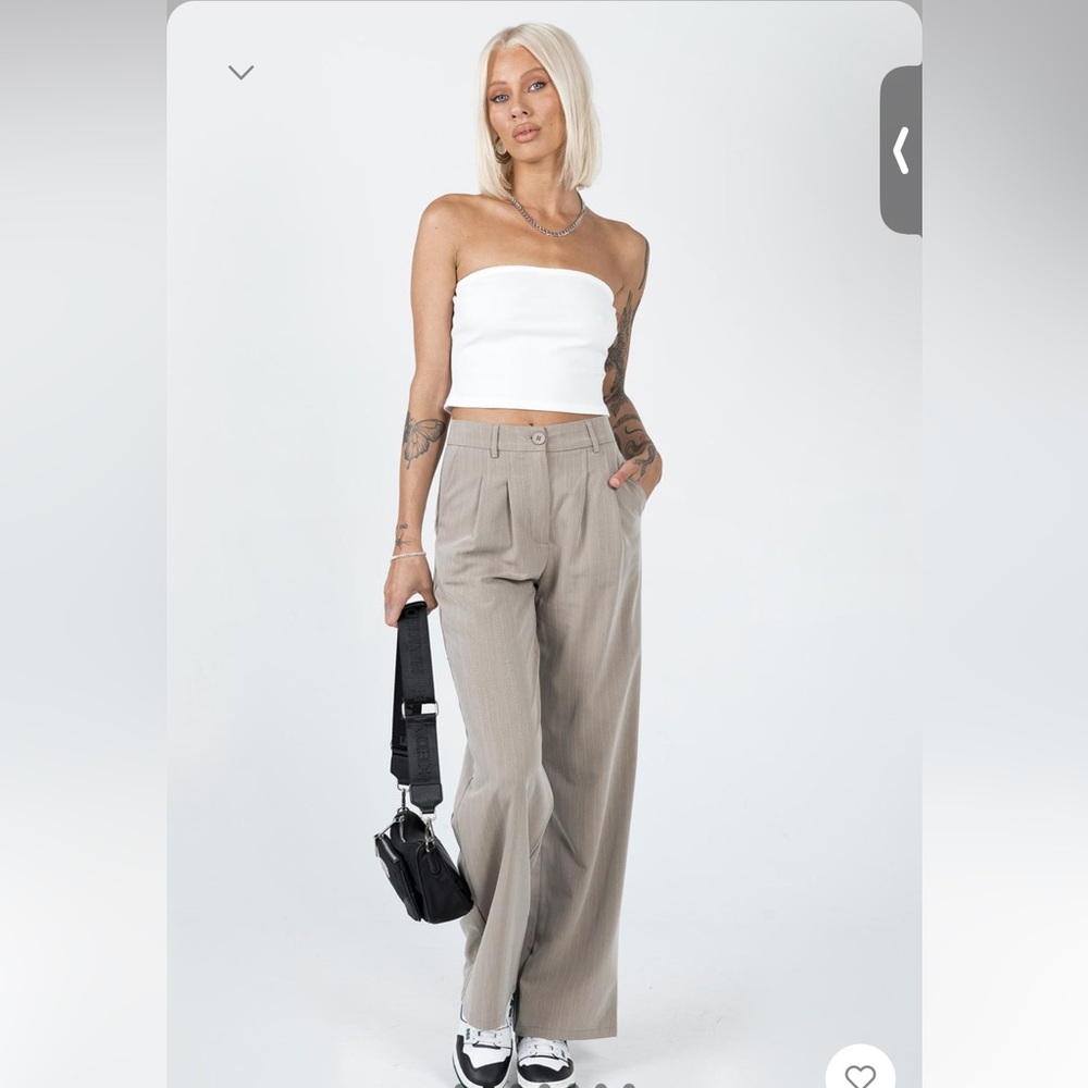 Princess Polly Archer Pants Pinstripe Beige